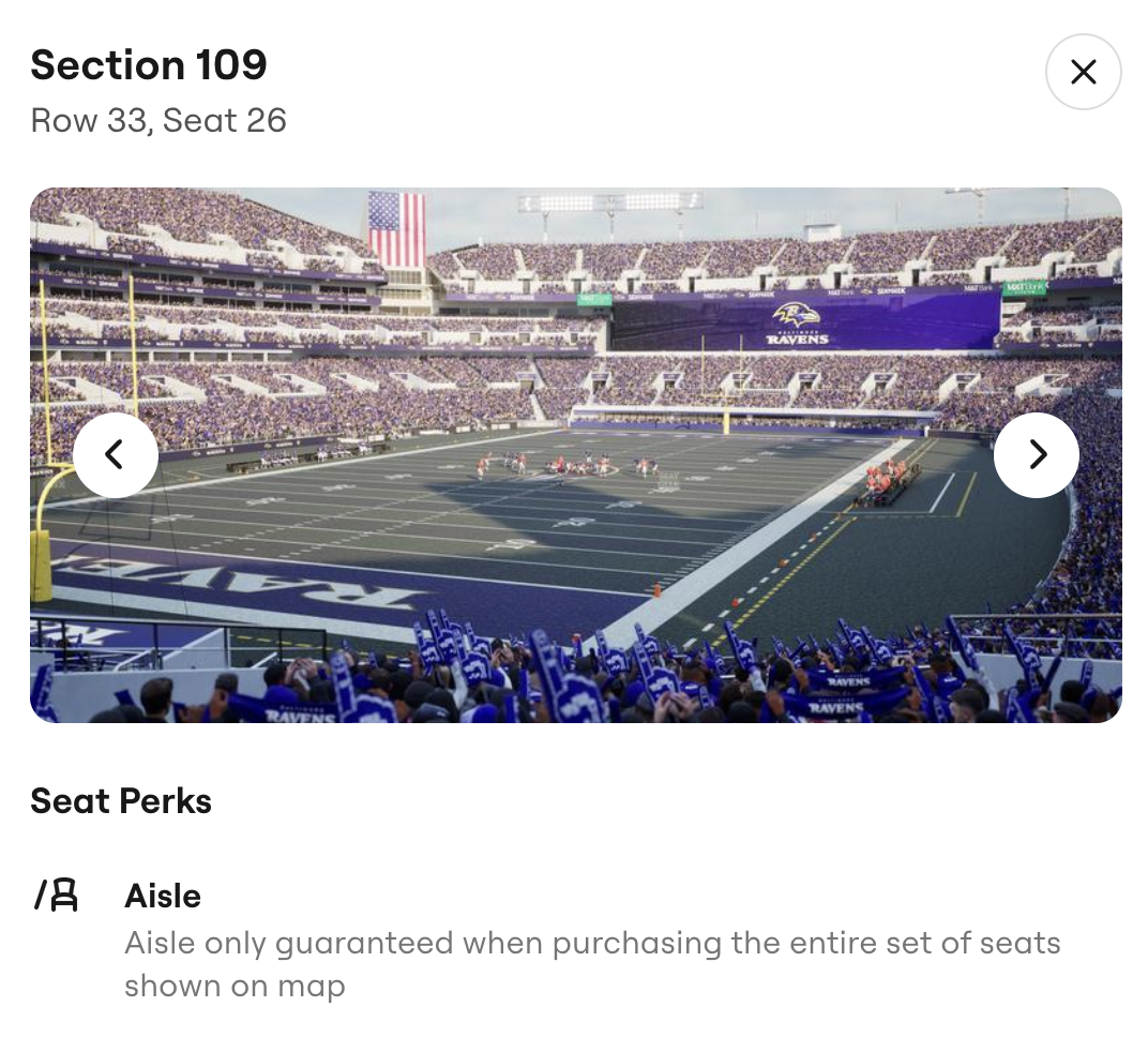 Representative view toward the field from Section 109